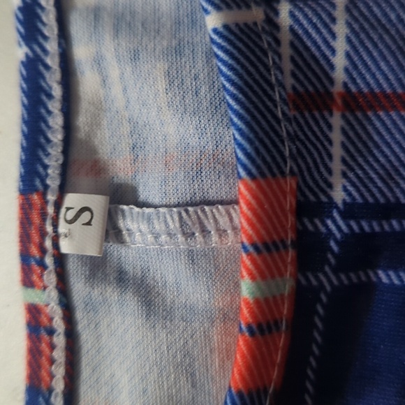 Blue Red White Plaid Long Sleeve Sheath Midi Dress - size Small - Picture 3 of 6